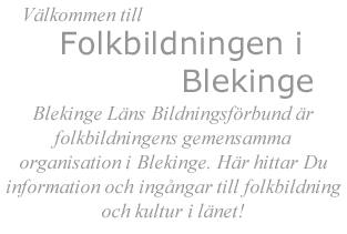 Välkommen till Folkbildningen i Blekinge